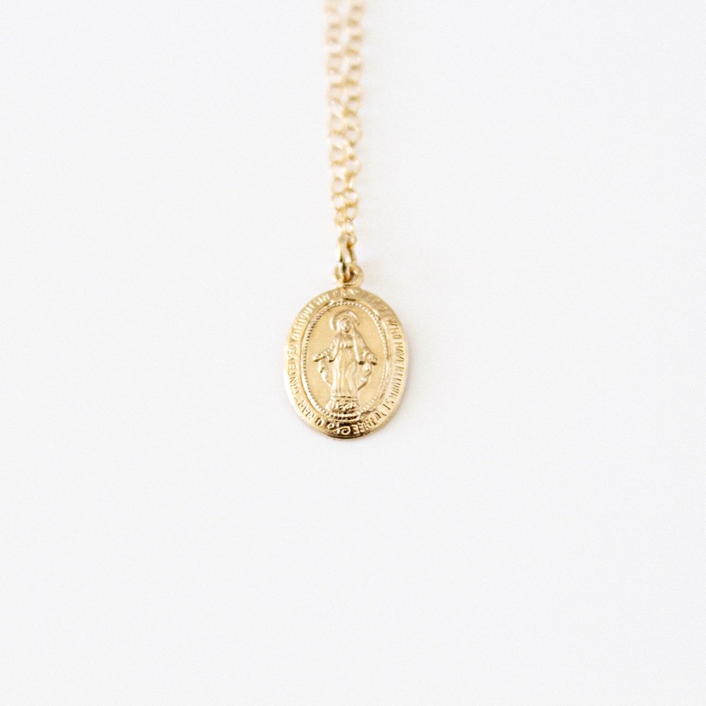 14k Gold Filled Virgin Mary Dainty Necklace
